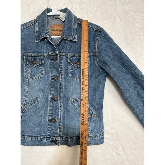 Levi Strauss Signature Women Denim Jacket Medium Blue Trucker Style size 8/10 - Picture 6 of 11